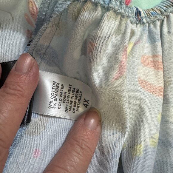 Dapper Day Floral Print Skirt & Top Set 4X Light Blue 100% Cotton First Frost - Picture 12 of 15